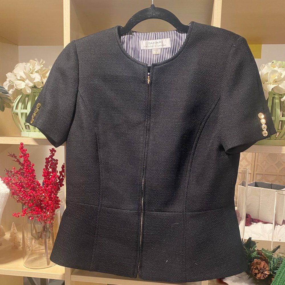 Tahari Short Sleeve Blazer Top